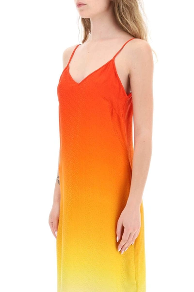 Shop Casablanca Silk Satin Slip Dress With Gradient Effect In Multicolor