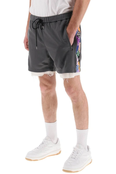 Shop Children Of The Discordance Jersey Shorts With Bandana Bands In Grey
