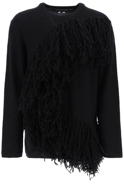 Shop Comme Des Garçons Homme Deux Comme Des Garcons Homme Plus Wool Sweater With Fringes In Black