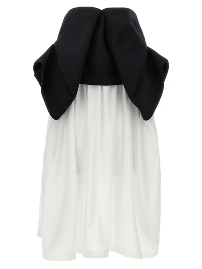 Shop Comme Des Garçons Hood Application Dress In White/black