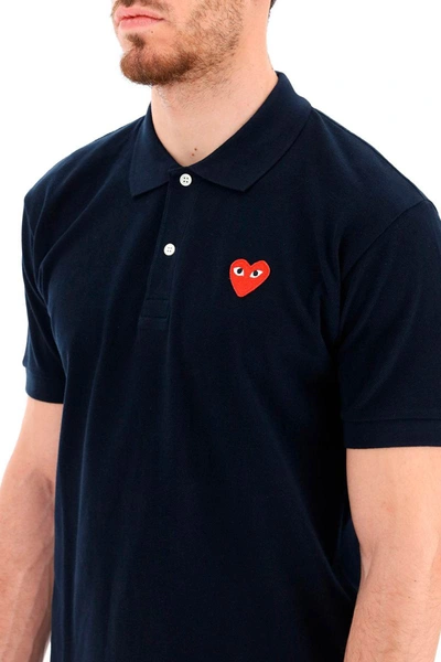 Shop Comme Des Garçons Play Comme Des Garcons Play Heart Polo Shirt In Black