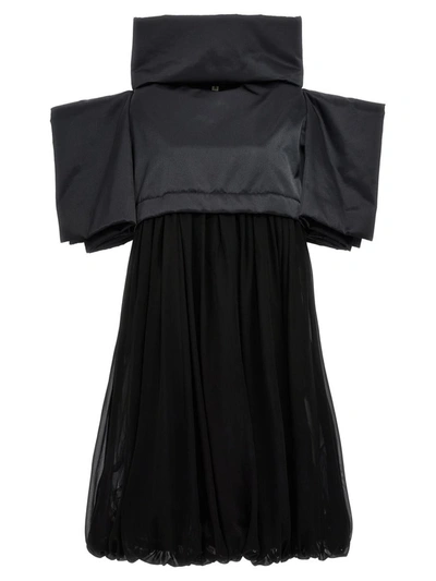 Comme Des Garçons Wide-sleeves Puffball Midi Dress In Black