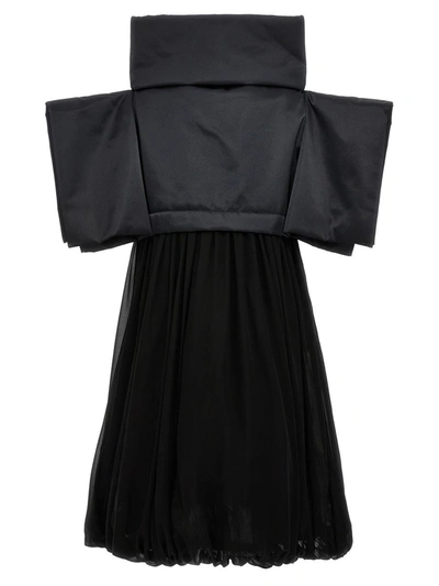 Comme Des Garçons Wide-sleeves Puffball Midi Dress In Black