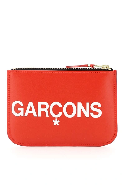 Shop Comme Des Garçons Comme Des Garcons Wallet Huge Logo Pouch In Red