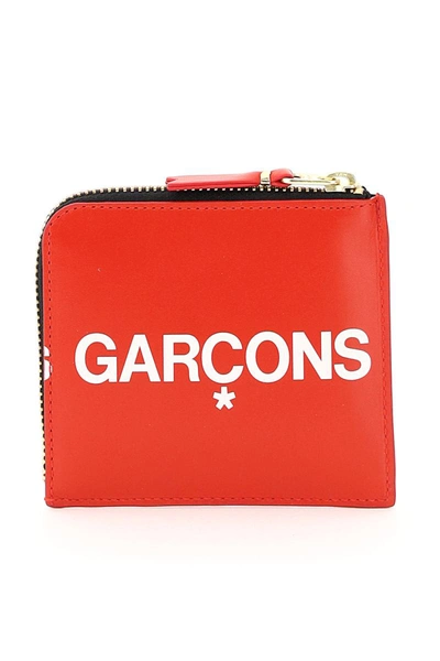 Shop Comme Des Garçons Comme Des Garcons Wallet Huge Logo Wallet In Red