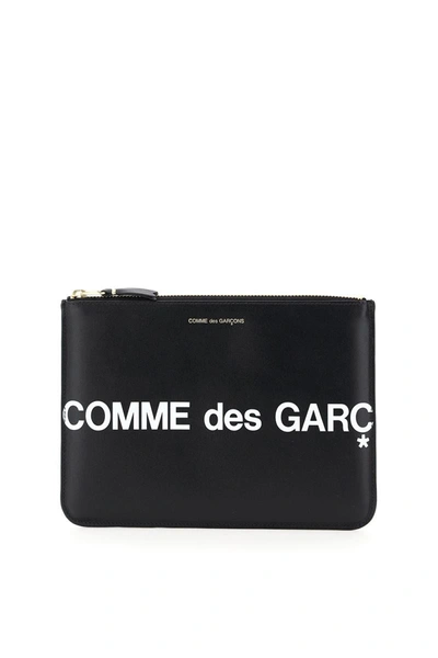 Shop Comme Des Garçons Comme Des Garcons Wallet Leather Pouch With Logo In Black