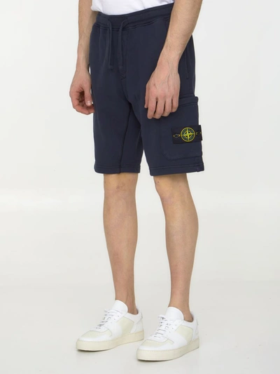 Shop Stone Island Cotton Bermuda Shorts In Blue