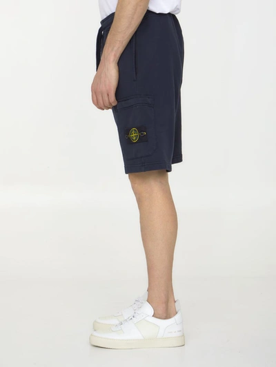 Shop Stone Island Cotton Bermuda Shorts In Blue