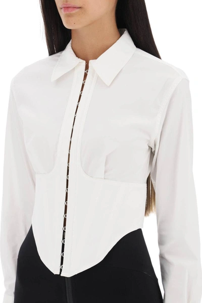 Shop Dion Lee Cropped Shirt With Underbust Corset In White