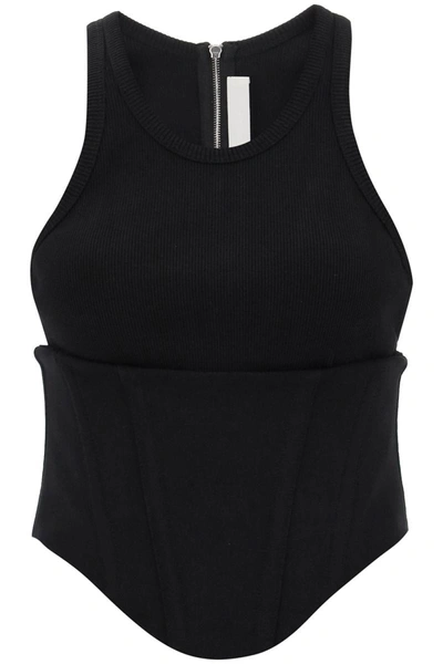 Shop Dion Lee Tank Top With Underbust Corset In Black