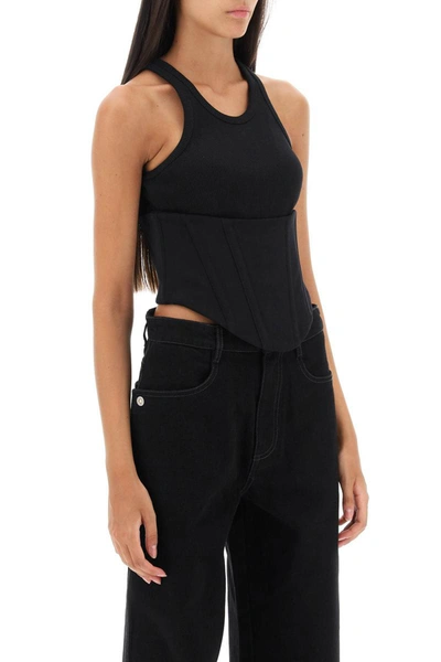 Shop Dion Lee Tank Top With Underbust Corset In Black