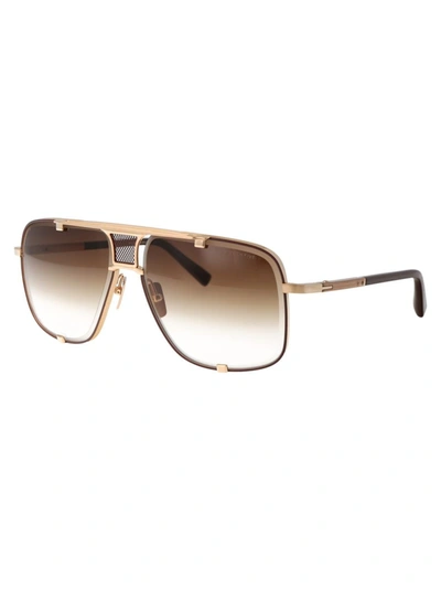 Shop Dita Sunglasses In Brushed White Gold - Brown W/ Brown Gradient
