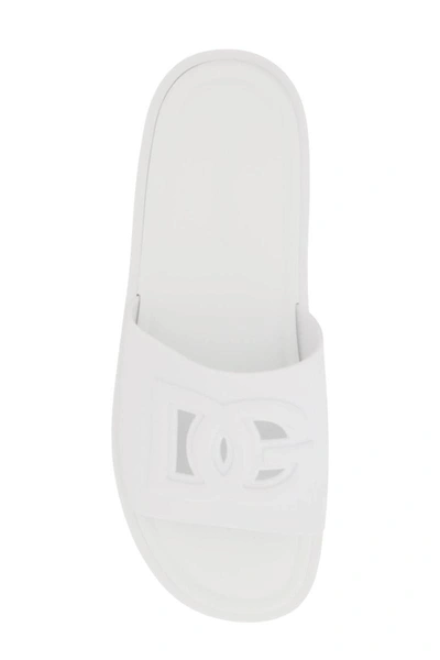 Shop Dolce & Gabbana Dg Rubber Slides In White