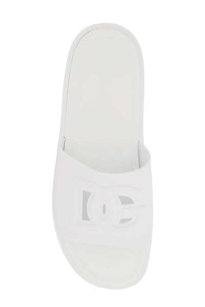 Dolce & Gabbana White Sandals With Logo Detail In Rubber Man In Multi