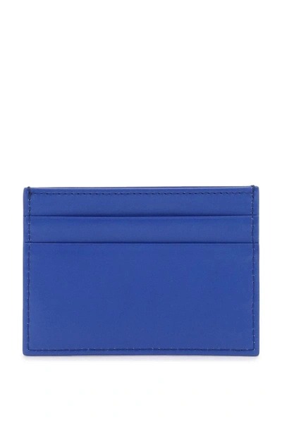 Shop Dolce & Gabbana Embossed Logo Leather Cardholder In Blue