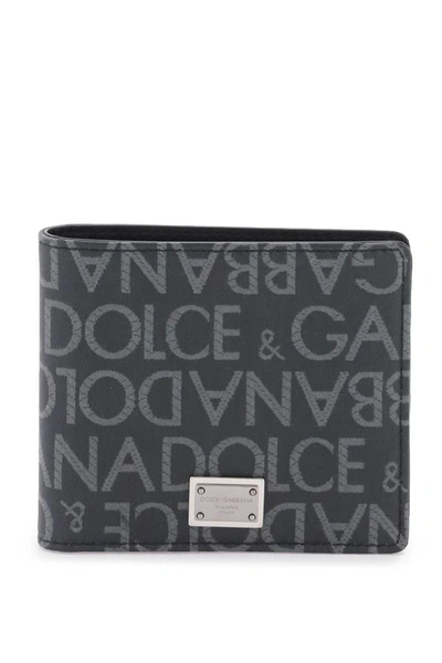 Shop Dolce & Gabbana Jacquard Logo Wallet In Grey