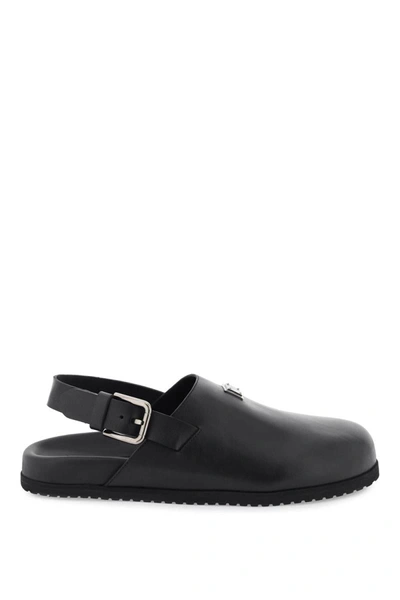Shop Dolce & Gabbana Leather Clogs With Buckle In Black