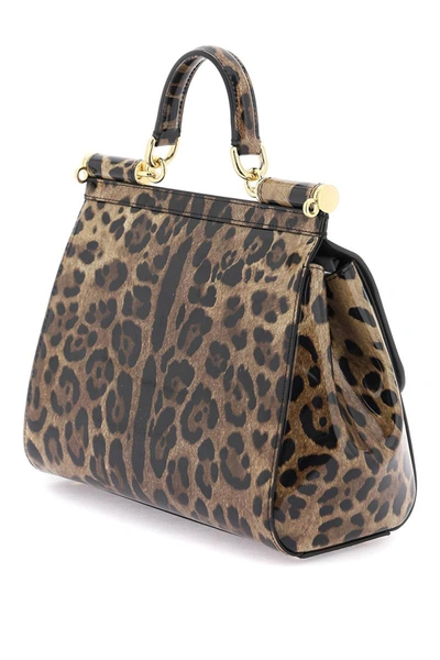 Shop Dolce & Gabbana Leopard Leather Medium 'sicily' Bag In Multicolor