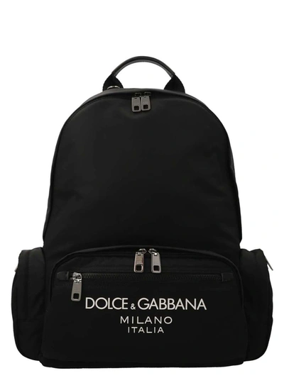 Shop Dolce & Gabbana Logo Nylon Backpack In Black