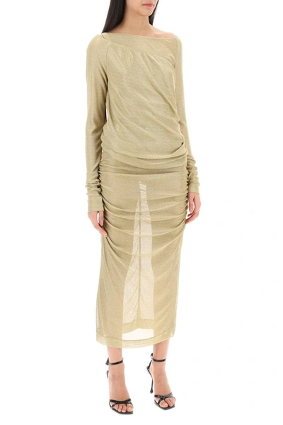 Shop Dolce & Gabbana Long Dress In Lurex Knit In Gold