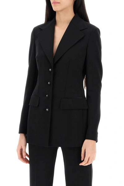Shop Dolce & Gabbana Milano-stitch Jersey Single-breasted Jacket In Black