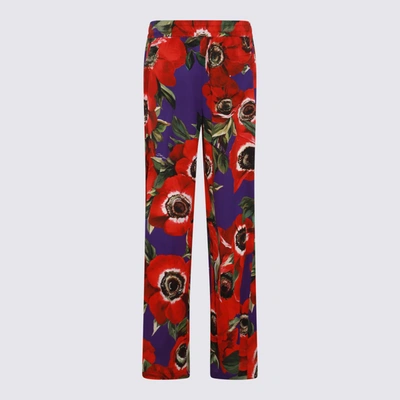 Shop Dolce & Gabbana Multicolor Silk Pants In Anemoni