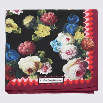 Shop Dolce & Gabbana Nocturnal Flower Silk Scarf In Fiore Notturno