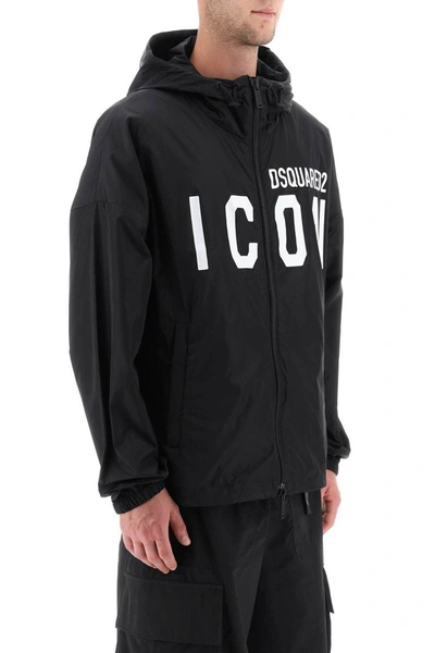 Shop Dsquared2 Be Icon Windbreaker Jacket In Black