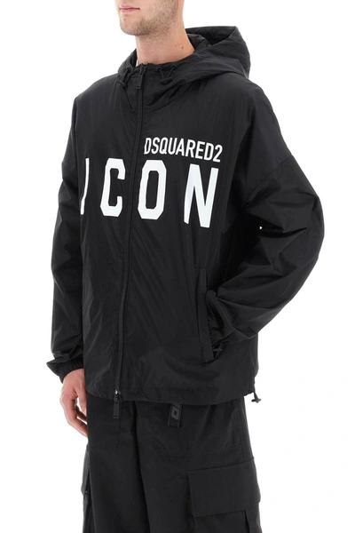 Shop Dsquared2 Be Icon Windbreaker Jacket In Black
