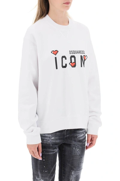 Shop Dsquared2 Icon Game Lover Sweatshirt In White