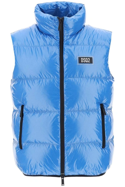Shop Dsquared2 Quilted Down Vest In Blue