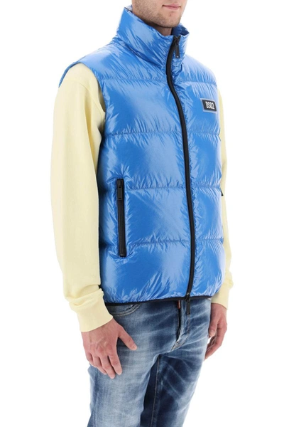 Shop Dsquared2 Quilted Down Vest In Blue