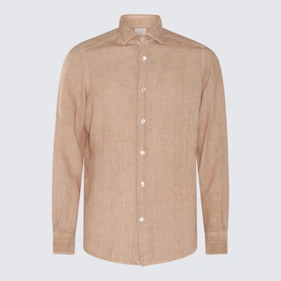 Shop Eleventy Beige Linen Shirt