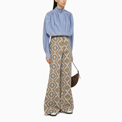 Shop Etro Light Blouse With Ruffled Pattern In Blue