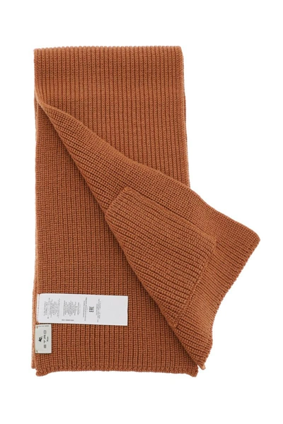 Shop Etro Ribbed Wool Scarf In Brown