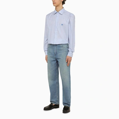 Shop Etro White/light Striped Long Sleeved Shirt In Blue