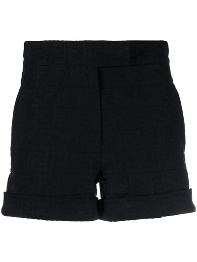 Shop Fendi Ff Jacquard Denim Shorts Clothing In Blue