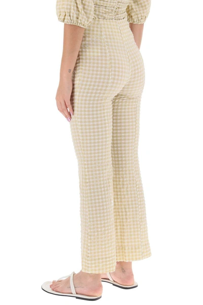 Shop Ganni Flared Pants With Gingham Motif In Multicolor