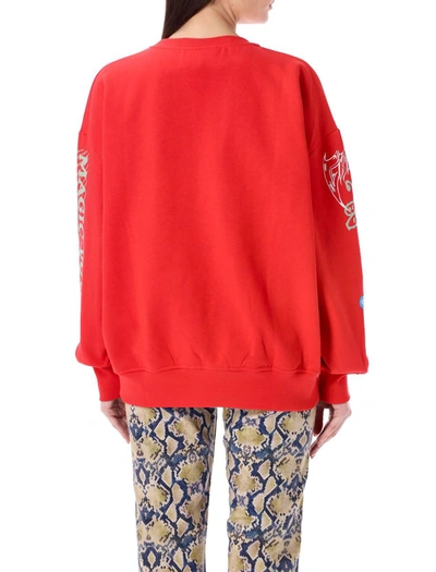 Shop Ganni Flower Sweatshirt In Red