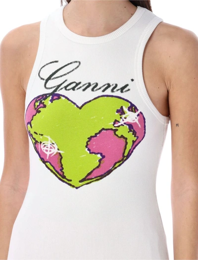 Shop Ganni Heart Tank Top In White