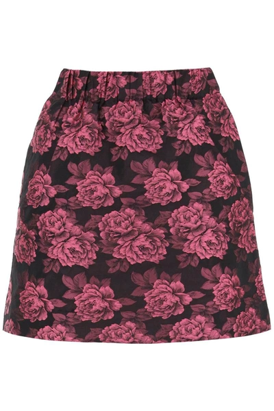 Shop Ganni Mini Skirt In Floral Jacquard In Multicolor