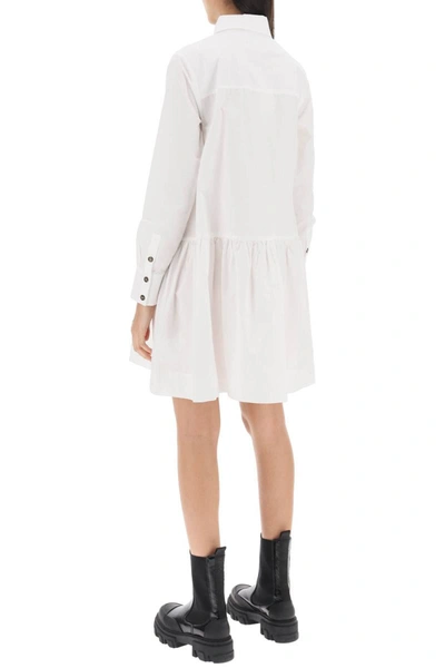 Shop Ganni Mini Shirt Dress In White