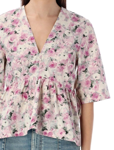 Shop Ganni Peplum Blouse In Flower