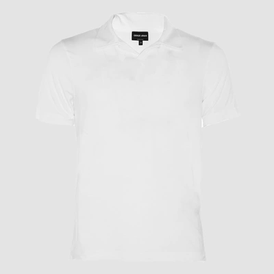 Shop Giorgio Armani White Viscose Blend Polo Shirt
