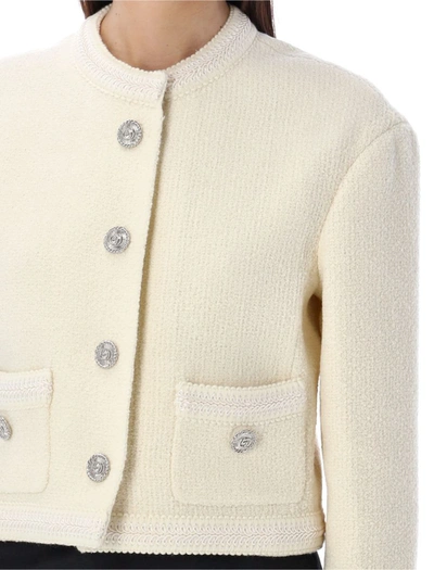 Shop Gucci Tweed Jacket In Ivory Mix