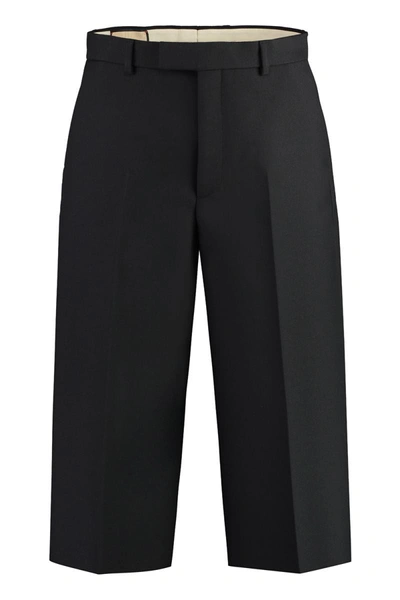Shop Gucci Wool Silk Cropped Pant In Black