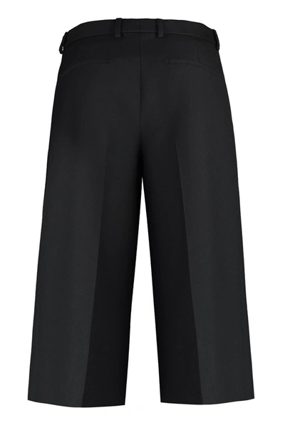 Shop Gucci Wool Silk Cropped Pant In Black