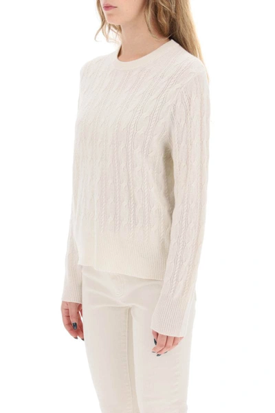Shop Guest In Residence Twin Cable Cashmere Sweater In White