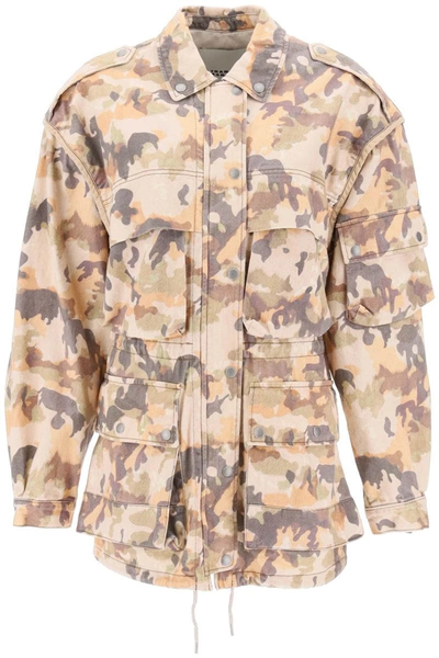Shop Isabel Marant 'elize' Jacket In Cotton With Camouflage Pattern In Multicolor