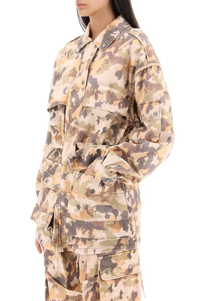 Shop Isabel Marant 'elize' Jacket In Cotton With Camouflage Pattern In Multicolor